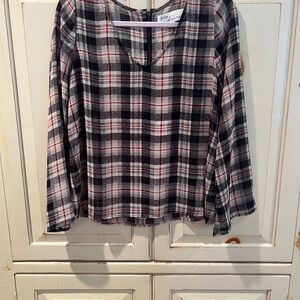 Vintage Havana plaid silk blouse/top
